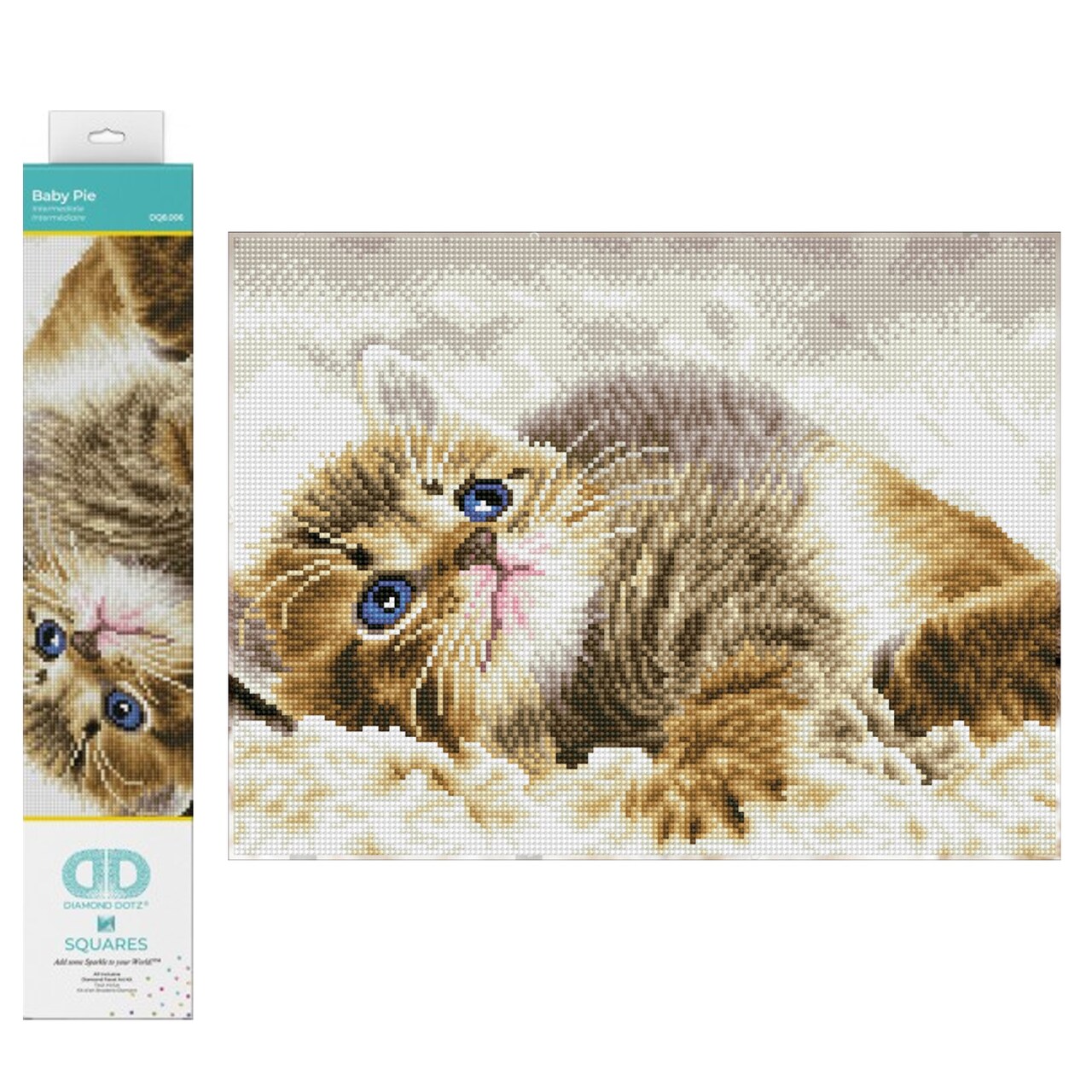 Diamond Dotz at Home - Curious Kitten, Partial Drill, Round Dotz, Cat Diamond Painting Kits, Cat Diamond Art, Diamond Art Cat, Diamond Painting Cat, Diamond Painting Kits Cats, 14"x18"